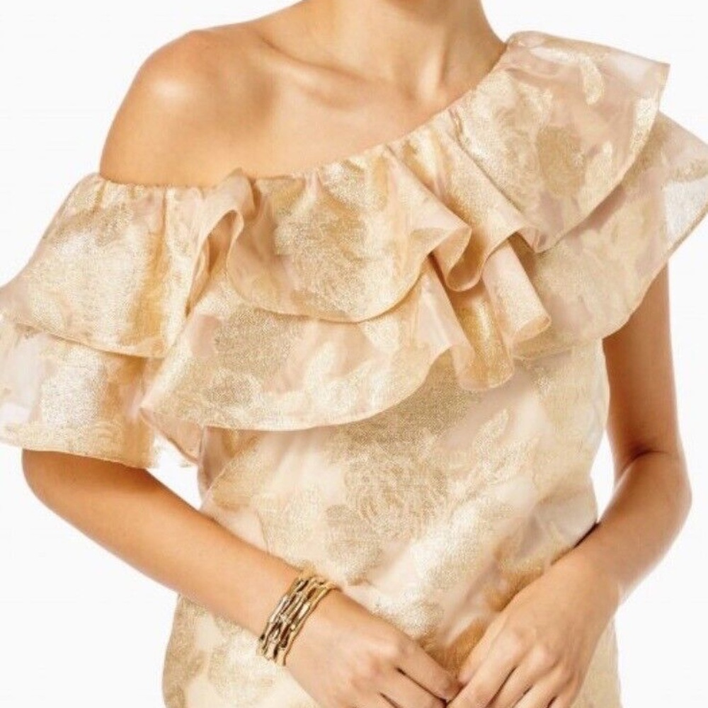 NWT Lilly Pulitzer Trixie One Shoulder Top, Gold, Small